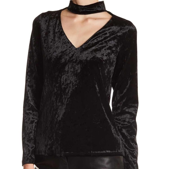 NEW RO &DE Womens Velvet Goth Black Choker Top M - Picture 2 of 8